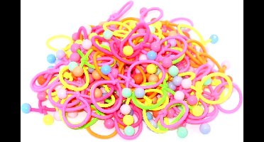 Kinderelastieken mini balletjes diverse kleuren 10 stuks.