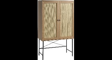 Kast Eiken Melamine - Rotan - 2 Planken - 80x40x135cm