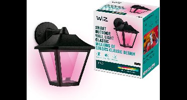 WiZ Buitenlamp - Classic Wandlamp - Gekleurd en Wit Licht - Slimme LED Verlichting - 230V - Zwart