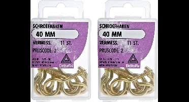Deltafix Schroefhaken - 22x - vermessingd metaal - 40 mm - ijzerwaren bevestigsmaterialen