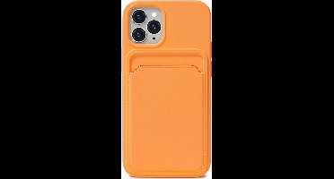 Hoesje Pasjeshouder geschikt voor iPhone 15 Pro Max - Siliconen Case Back Cover Oranje