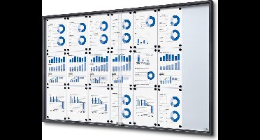 Vergrendelbaar Notitiebord met Schuifdeuren Slim 21 X A4 Antraciet - Syna SCSLG21XA4C7016JS - Horeca & Professioneel