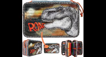 Depesche - Dino World 3-vaks gevulde etui - ROAR