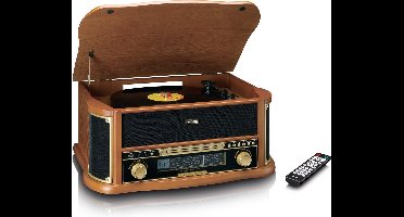 Classic Phono Retro Platenspeler - Bluetooth - Auto-stop -Radio CD en Cassettespeler - TCD-2551WD - Hout