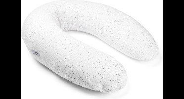 Doomoo Buddy - Voedingskussen - Zwangerschapskussen - Zijslaapkussen met superfijne en extra stille microkorrels - Bio katoen - 180cm - Silver Dots