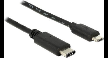 Delock 83333 USB-kabel USB 2.0 USB-micro-B stekker, USB-C stekker 0.50 m Zwart
