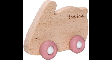 Label Label Konijn Roze Hout & Silicone Bijtspeeltje op Wielen LLST-15218