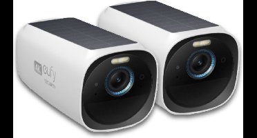 eufy Security - eufyCam 3 add-on camera - 2 PACK - Zwart en wit,Een stuk,4K draadloze Beveiligingscamera met geïntegreerd zonnepaneel-AI gezichtsherkenning
