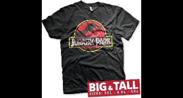 Jurassic Park Distressed Logo Big & Tall T-Shirt Black-4XL