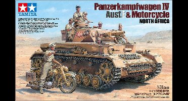 Tamiya Modelbouwpakket Militaire voertuigen - 25208 Panzerkampfwagen IV Ausf F - Motorcycle North Africa Plastic - 1:35 - Modelbouw