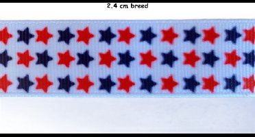 Lint - Grosgrain lint - Sterren - 24 mm breed - 5 m - Polyester lint - Ribbon - Sierlint - Hobby lint - Decoratie lint