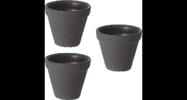 Prosperplast Plantenpot/bloempot Classic Garden - 3x - buiten/binnen - kunststof - antraciet - D25 x H26 cm