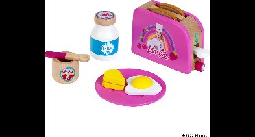 Klein Toys Barbie broodrooster - incl. diverse ontbijt accessoires - hout van duurzame, gecertificeerde teelt - roze
