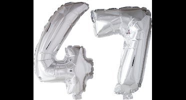 Folieballon 47 jaar zilver 86cm