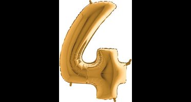Folieballon - cijfer 4 - goud - Grabo Balloons - 66cm