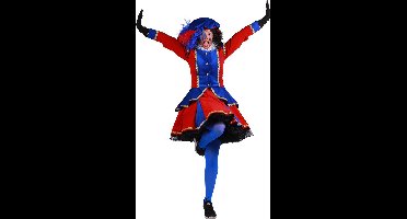 Dames pieten jurken rood/blauw.