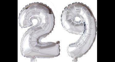 Folieballon 29 jaar zilver 86cm