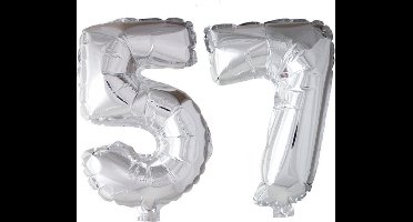 Folieballon 57 jaar zilver 86cm