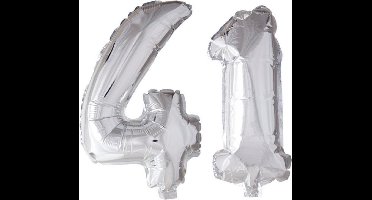 Folieballon 41 jaar zilver 86cm