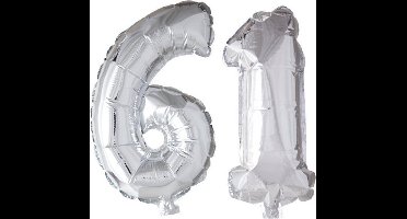 Folieballon 61 jaar zilver 86cm