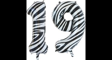 Folieballon 19 jaar zebra 86cm