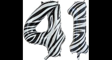 Folieballon 41 jaar zebra 86cm