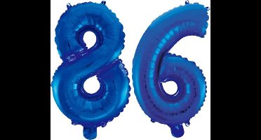 Folieballon 86 jaar blauw 86cm