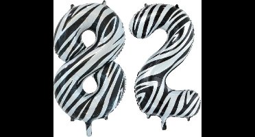 Folieballon 82 jaar zebra 86cm