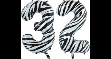 Folieballon 32 jaar zebra 86cm
