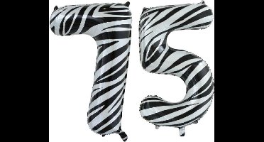 Folieballon 75 jaar zebra 86cm