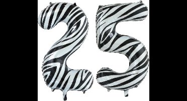 Folieballon 25 jaar zebra 86cm