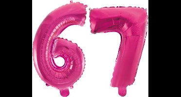 Folieballon 67 jaar roze 86cm