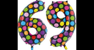 Folieballon 69 jaar stippen 86cm