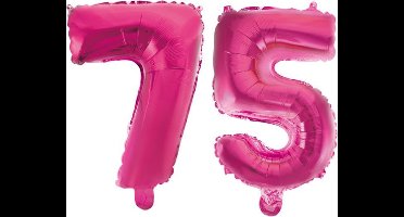 Folieballon 75 jaar roze 41cm