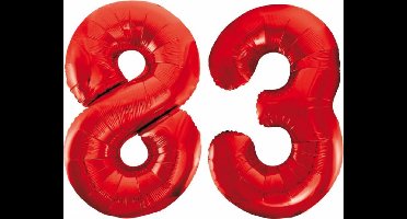 Folieballon 83 jaar rood 86cm