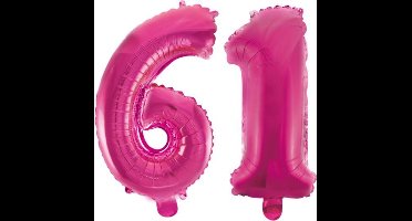 Folieballon 61 jaar roze 86cm