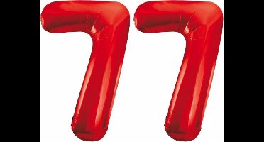 Folieballon 77 jaar rood 86cm
