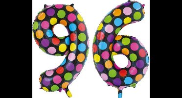 Folieballon 96 jaar stippen 86cm