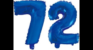 Folieballon 72 jaar blauw 41cm