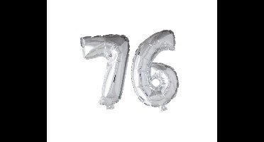 Folieballon 76 jaar zilver 41cm