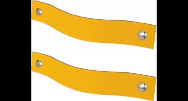 2x Leren handgrepen 'platte greep' - maat L (22,2 x 2,5 cm) - GEEL - incl. 3 kleuren schroefjes (handgreepjes - leren grepen - greepjes - leren lusjes)