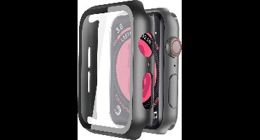 Screenprotector + Hoesje geschikt voor Apple Watch 44mm Series 4 / 5 - Screen Protector Glas Transparant