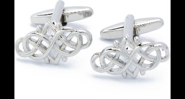 Manchetknopen - Ovaal Patroon met Zilverkleurige Banen