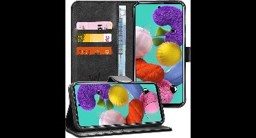 Hoesje geschikt voor Samsung Galaxy A51 - Book Case Kunstleer Pasjeshouder Zwart