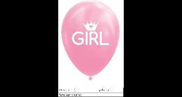 Wefiesta Ballonnen Baby Girl 12 Cm Latex Roze/wit 8 Stuks