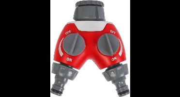 Tuinslang - splitter 2-weg - rood - buitenkraan opzetstuk