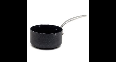 Greenpan Barcelona Aluminium Steelpan met schenktuiten Ø 16cm - 1.5L – PFAS-vrij – Inductie Steelpan – Ovenbestendig tot 220°C – Vaatwasserbestendig – Snelle opwarming – RVS handgrepen - Zonder deksel - Zwart