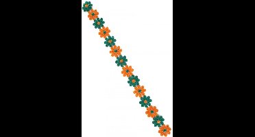 Bloemetjesband 3meter oranje/groen - Thema feest festival party