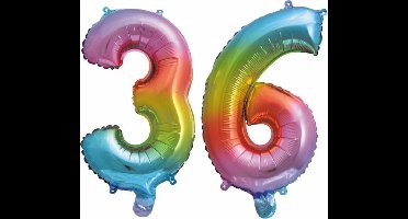 Folieballon nr. 36 Regenboog 86cm