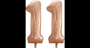 Folieballon nr. 11 Rosé Goud 86cm